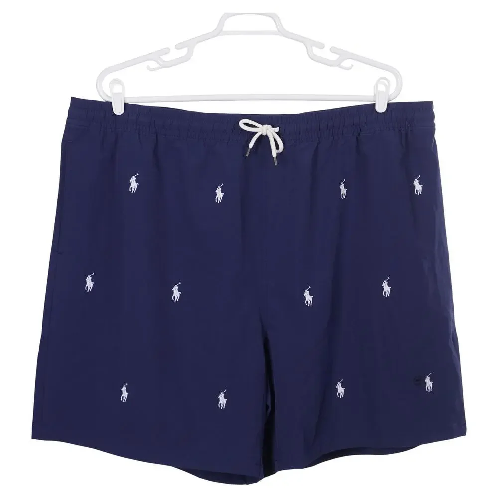 NWOT Polo Ralph Lauren Traveler Swim Trunks 4XLT Blue Pony Pockets Lined Shorts